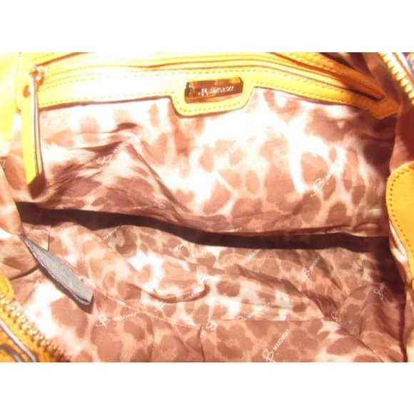 B Makowsky 2-Way Orange Textured And Smooth Leather Satchel Purse - Picture 2 of 12